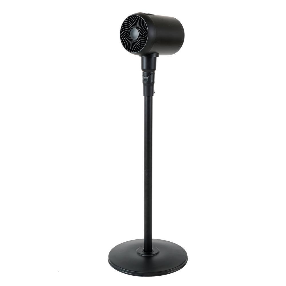 Metal Drum Jet 7 in. 6 fan speeds Pedestal Fan in Black w/Remote Control, L