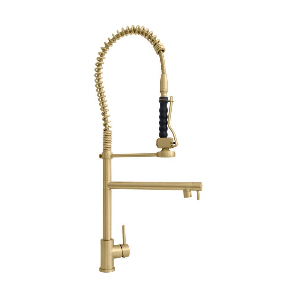 Van Gogh Double Handle Deck Mount Pull Down Sprayer Standard Kitchen Faucet in Champagne Bronze price history on PriceWatchPro