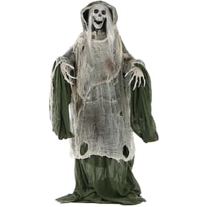 5 ft. Animatronic Moaning Skeleton Halloween Prop, Rotating Head for Indoor/Outdoors, Battery-Operated