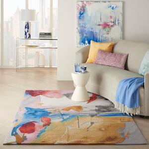 Symmetry Multicolor 5 ft. x 8 ft. Abstract Contemporary Area Rug