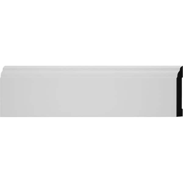 5523 7/16 in. x 3 1/4 in. x 96 in. Colonial Finished PVC White Baseboard Moulding (1-Piece − 8 Total Linear Feet)