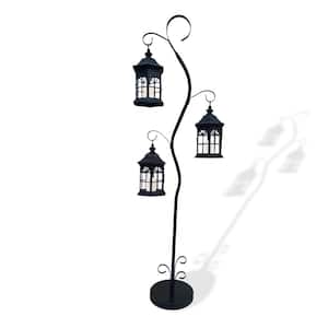 72 in. Decorative Outdoor/Indoor Lantern Stand with 3 Lantern Candle Holders - Candles not Included