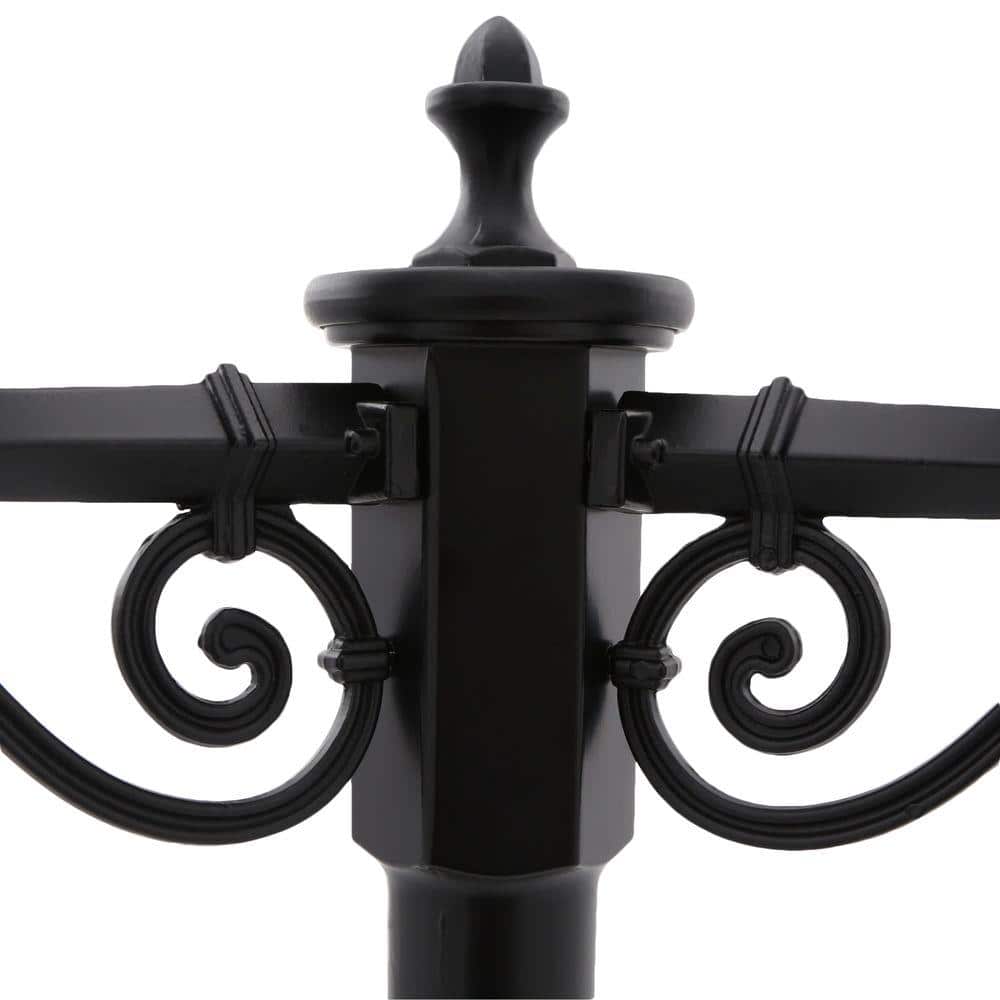 Havana Elegance 3-Light Matte Black Outdoor Post Lantern with Frosted Acrylic Globe