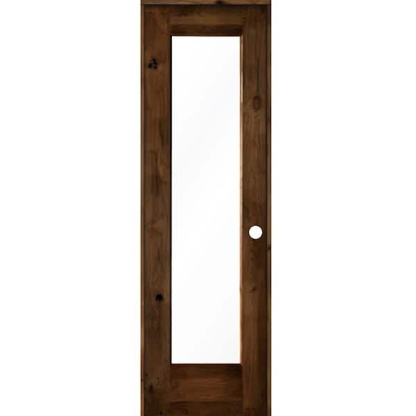 Krosswood Doors 24 in. x 80 in. Knotty Alder Left-Hand Full-Lite Clear Glass Provincial Stain Solid Wood Single Prehung Interior Door