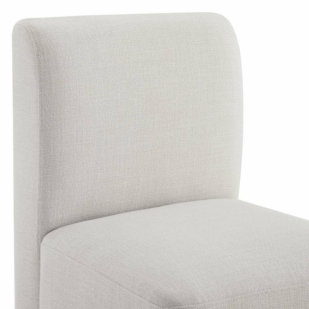 Set of 2 Linen Upholstered Armless Rolling Dining Chairs