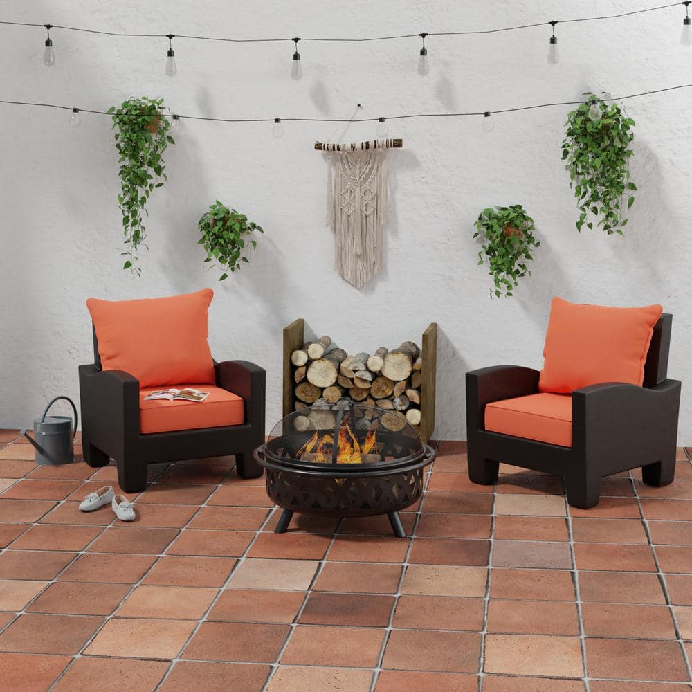 Sunbrella Canvas Melon Outdoor Deep Seat Chair Cushion Set