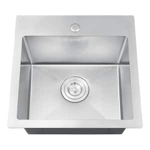 Handmade Stainless steel 18 in. Single Bowl Top Mount Scratch-Resistant Nano Drop-in Kitchen Sink With Strainer