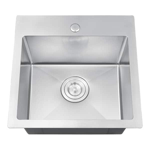 Handmade Stainless steel 18 in. Single Bowl Top Mount Scratch-Resistant Nano Drop-in Kitchen Sink With Strainer