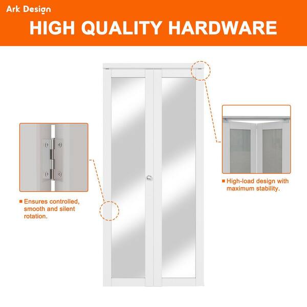 ARK DESIGN 60 in. x 78 in. 1-Lite Mirror and MDF White Solid Core