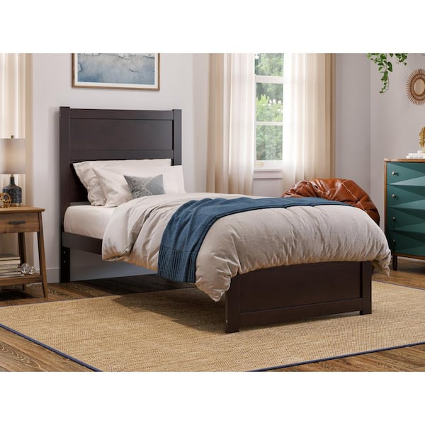 NoHo Espresso Twin Solid Wood Extra Long Storage Platform Bed with Footboard
