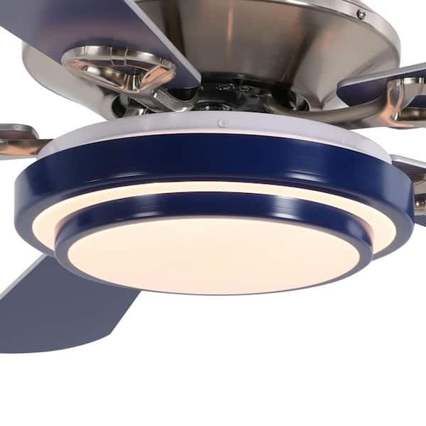 hi-ro♡ OUKANING 52 in. Indoor Blue and Silver Mute Ceiling Fan for