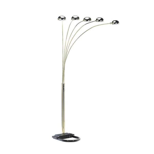 ORE International 84 in. 5 Arms Polish Brass Arch Floor Lamp