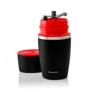 Single Serve Red Coffee Grinder, 2-in-1 Carafe Coffee Maker Machine, With Insulated Cup