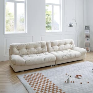 105 in. Anti Scratch Fabric Minimalist Armless 3-Seats Leisure Lazy Sofa Room Furniture Couch for Apartment, Beige