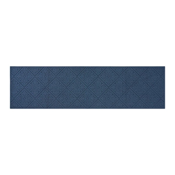 Austell Solid 2 ft. x 6 ft. Dusty Navy Geometric Runner Rug