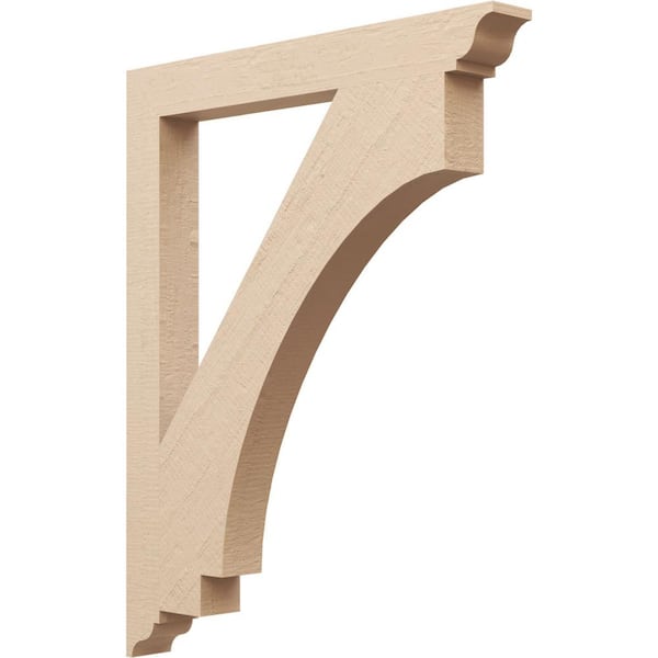 Ekena Millwork 3.5 in. x 40 in. x 32 in. Imperial Traditional Rough Cedar Woodgrain Timberthane Polyurethane Bracket, Primed Tan