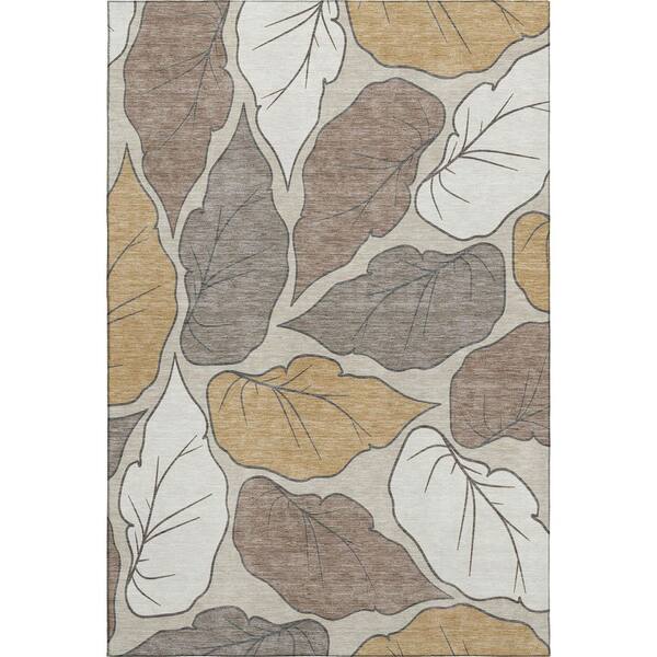 Mayfield Premium Machine Washable Abstract AMF2348 Linen 10 ft. x 14 ft. Area Rug