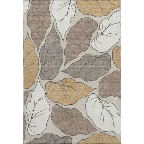 Mayfield Premium Machine Washable Abstract AMF2348 Linen 8 ft. x 10 ft. Area Rug