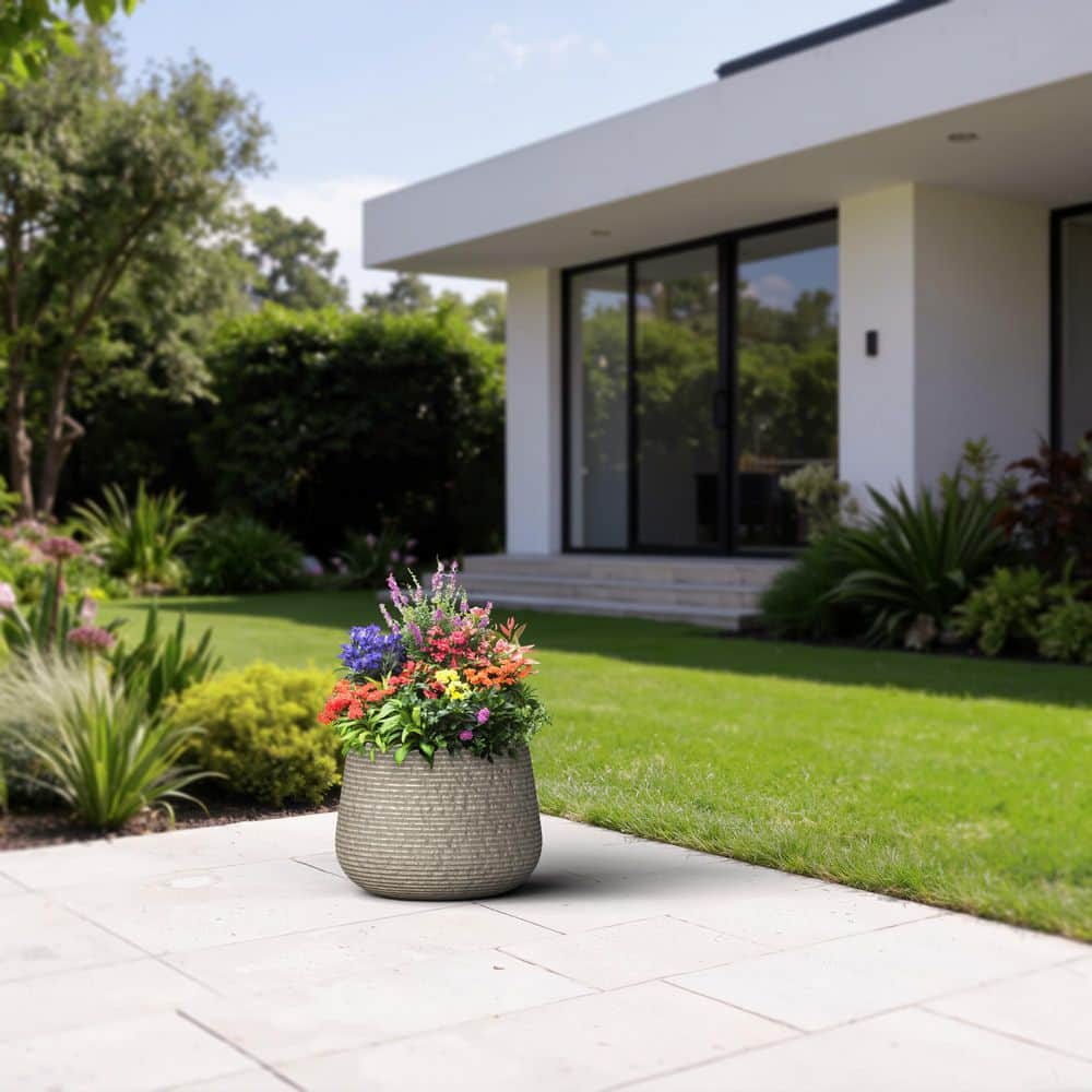 18.5 in. Large Light Gray (Enhanced Interior) Concrete Round Planter / Pot with Drainage Holes price history on PriceWatchPro