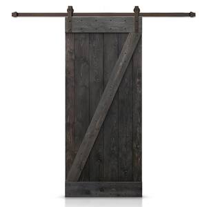 Distressed Z Series 22 in. x 84 in. Charcoal Black Stained DIY Wood Interior Sliding Barn Door with Hardware Kit