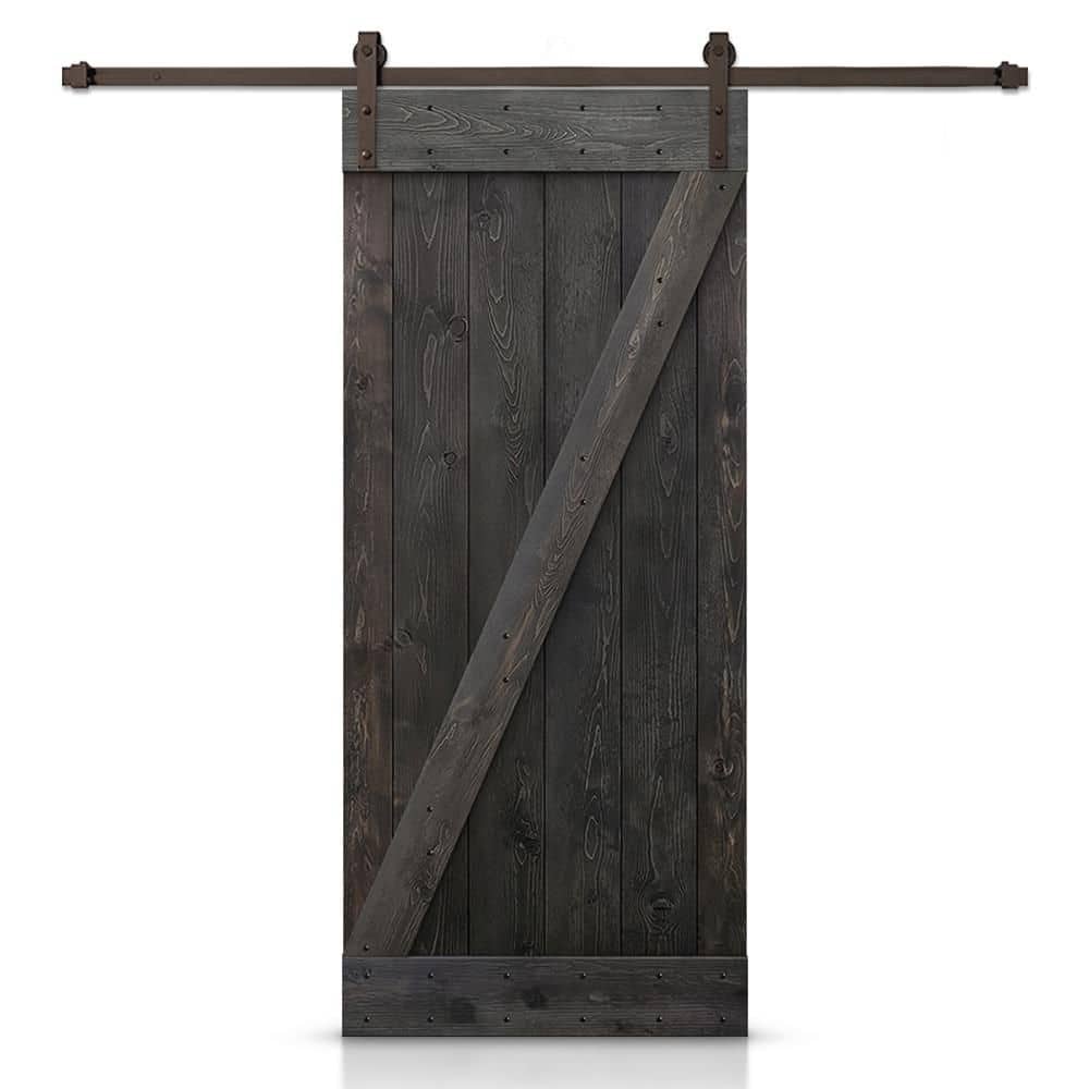 42 in. x 80 in. Distressed Z Series Charcoal Black Stained DIY Wood Interior Sliding Barn Door with Hardware Kit price history on PriceWatchPro
