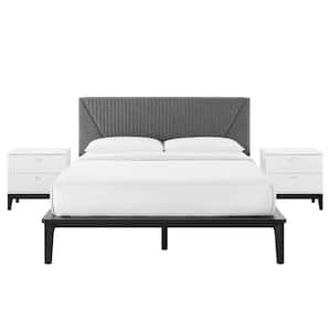 Dakota 3 Piece Upholstered Bedroom Set in White