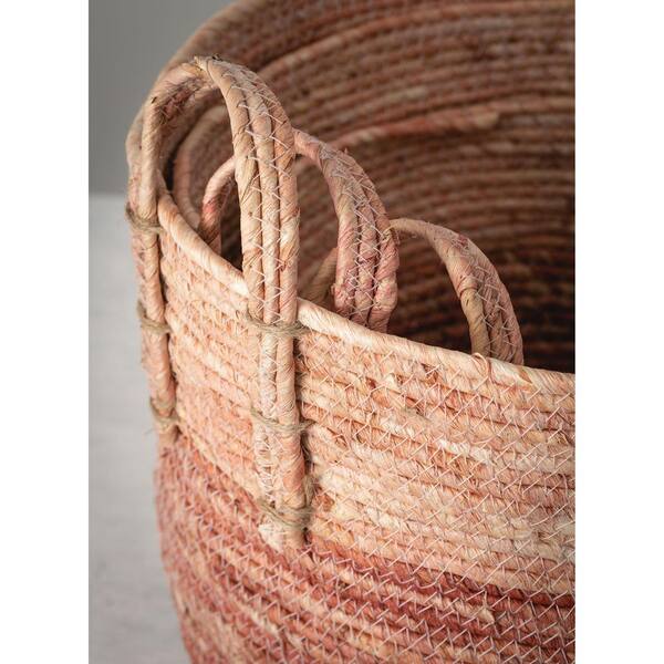 Hand Woven Rectangle Maize Storage Basket - Set Of 3 - Cream Liner