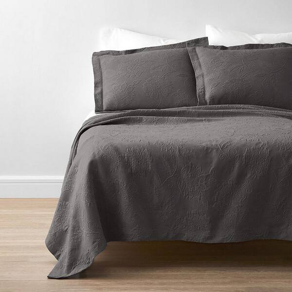 The Company Store Putnam Matelasse Dark Gray Cotton King Coverlet