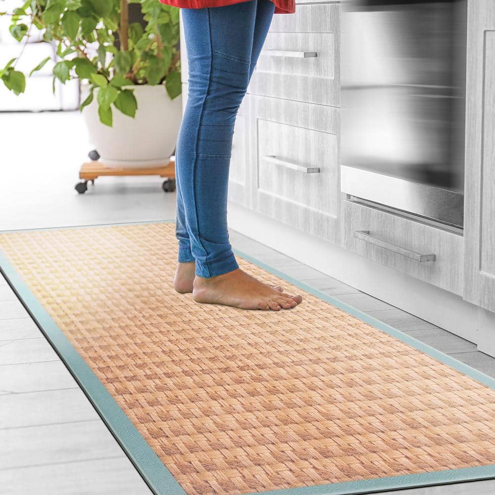 Natural Border Blue and Beige Anti-Fatigue Standing Mat 18"x47"