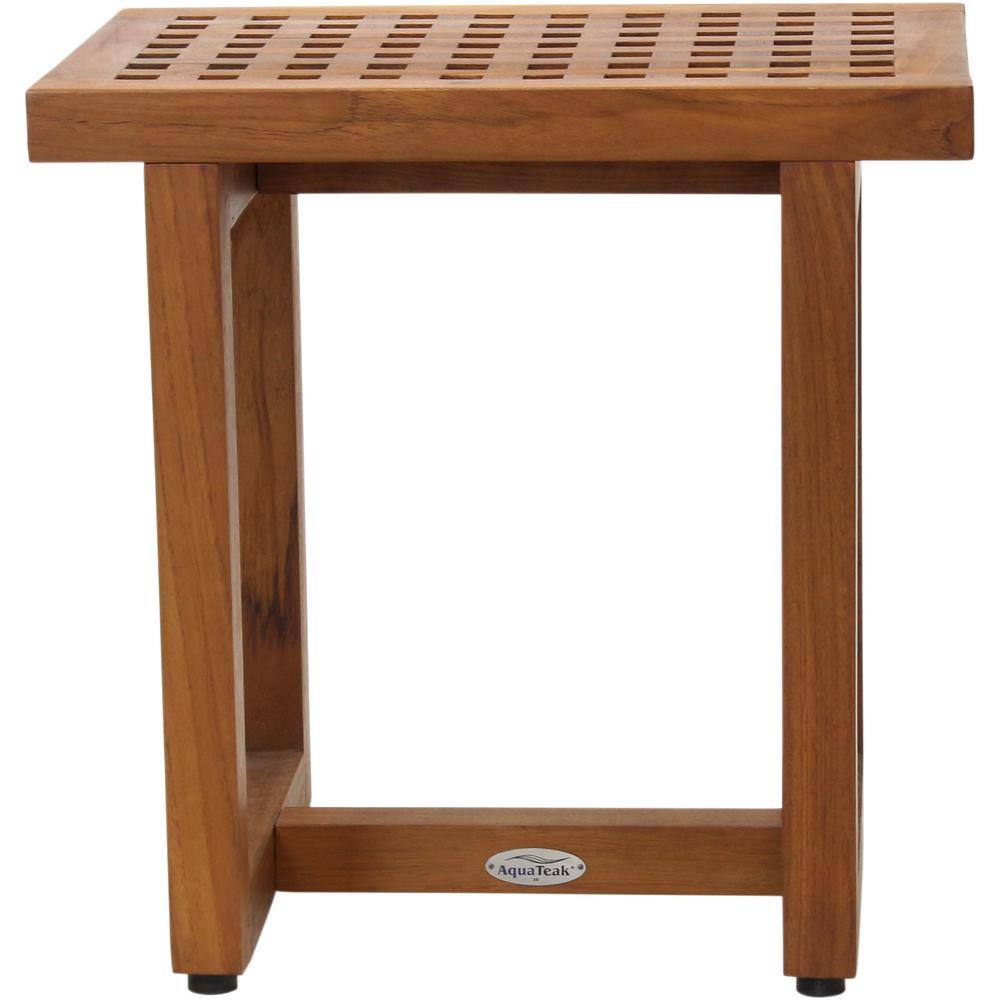 Teak Wood Spa Shower Bench with Grate Pattern