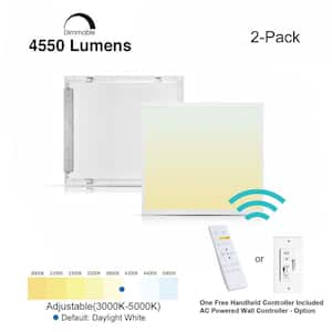 2 ft. x 2 ft. White Commercial 4550 Lumens Backlit Dimmable CCT Color Ceiling Integrated LED Panel Light Troffer(2-Pack)