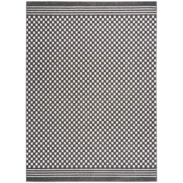 Nourison Casual Grey 5 ft. x 7 ft. Checker Contemporary Area Rug