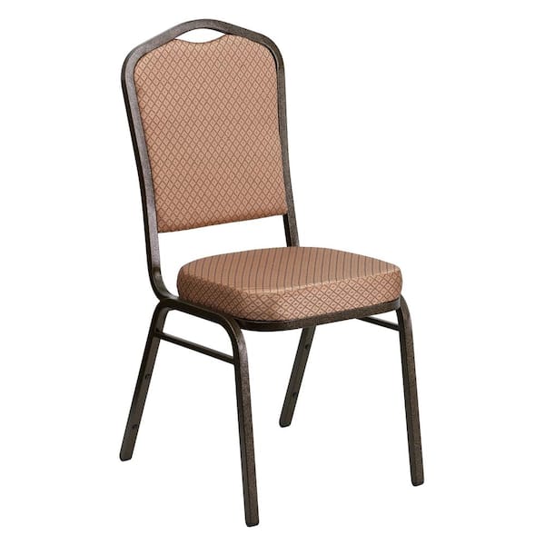 Carnegy Avenue Gold Diamond Patterned Fabric/Gold Vein Frame Stack Chair