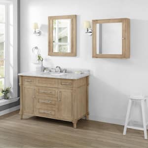 Aberdeen 24 in. W x 8 in. D x 27 in. H Rectangular Surface Mount Antique Oak Medicine Cabinet with Mirror