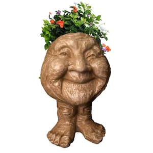 12 in. Stone Wash Granny Joy the Muggly Statue Face Planter Holds 4 in. Pot