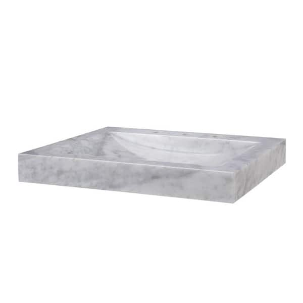 RYVYR 24-1/8 in. Carrara Marble Vanity Top in White with White Basin