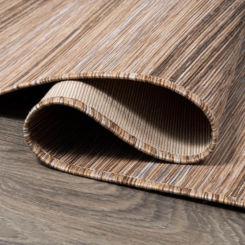 Coastal Charm Brown/Natural Stripe Synthetic 8' x 10' Rug