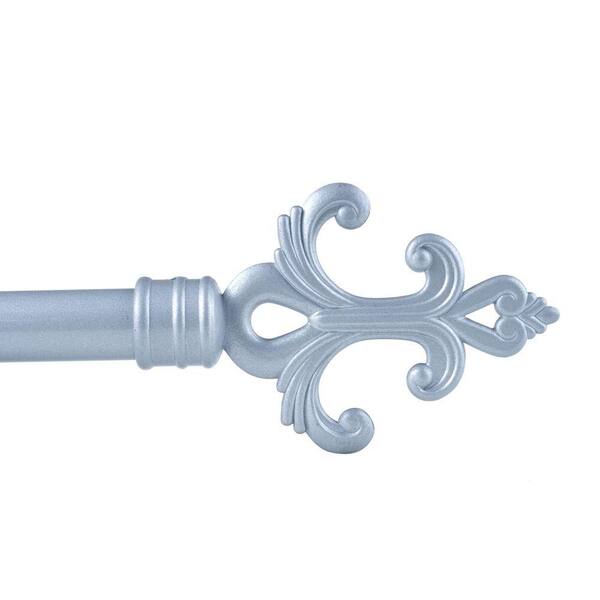 Lavish Home 48 in. - 86 in. Telescoping 3/4 in. Single Curtain Rod in Silver with Fleur Finial