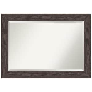 Bridge Black 42 in. W x 30 in. H Wood Framed Beveled Bathroom Vanity Mirror in Black