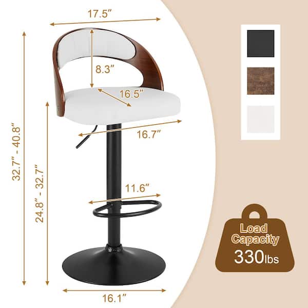 VECELO Bar Stools Set of 2-Counter Height Stool with
