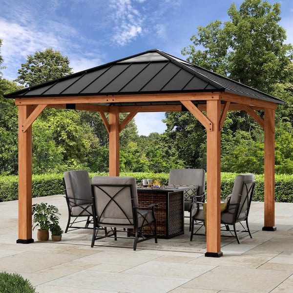 Ultra Series Wood Gazebo 11 ft. x 11 ft. Cedar Framed Wooden Gazebo with Polycarbonate Hip Roof Hardtop