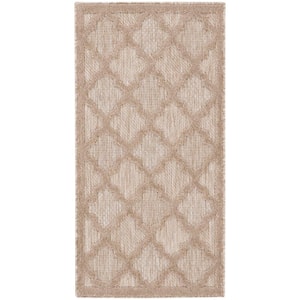 Easy Care Natural Beige 2 ft. x 4 ft. Trellis Contemporary Area Rug