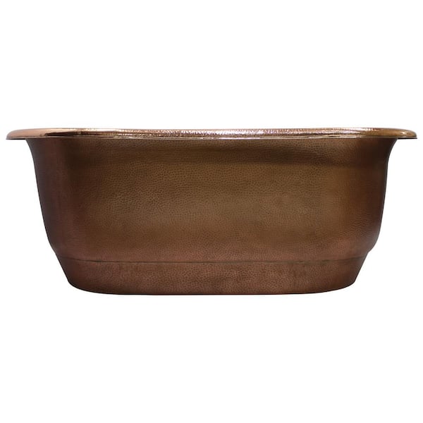 Barclay Products Rochelle 66 in. Copper Double Roll Top Flatbottom Non-Whirlpool Bathtub in Smooth Antique Copper