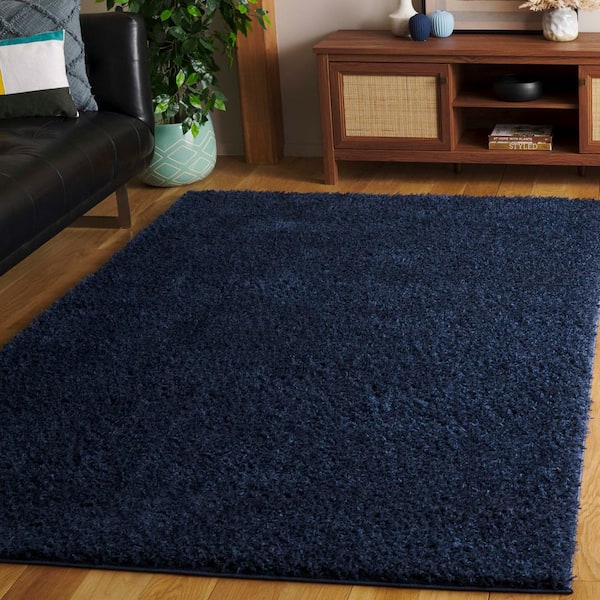Lindsay Shag 5 ft. x 8 ft. Navy Modern Solid Area Rug