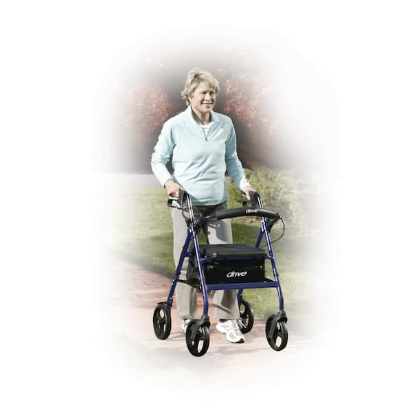 Rollator Rolling Walker with 6 in. Wheels, Fold Up Removable Back Support and Padded Seat, Blue