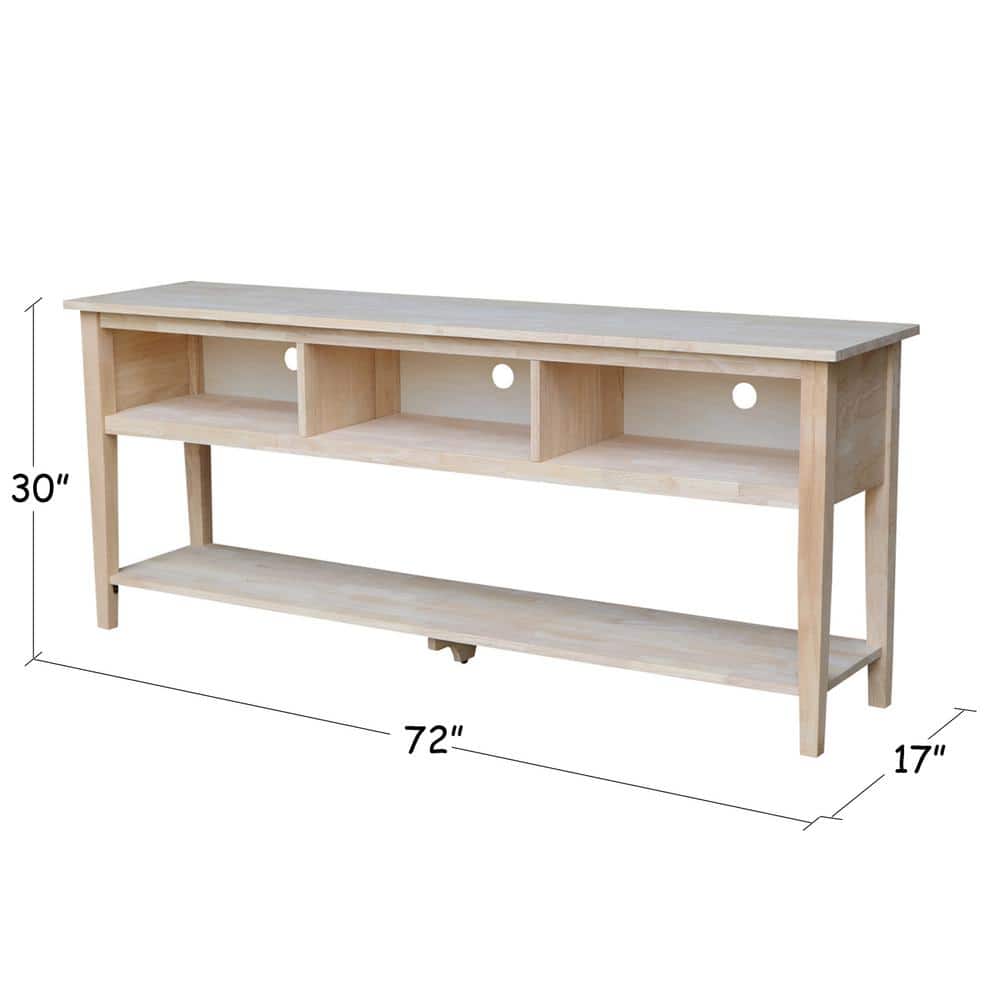 Classic Solid Wood 72" Entertainment TV Stand - Light Brown