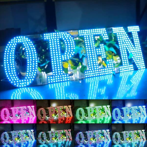 Afoxsos 1 Pack Large LED Open Sign Super Bright RGB Unique Design