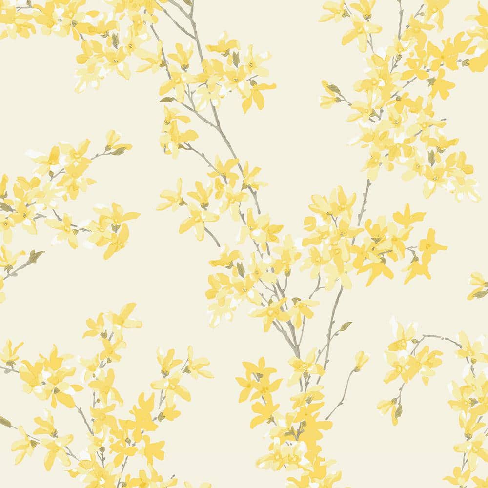 Laura Ashley Country Charm 8-in Sunshine Non-Woven Floral 56-sq ft Unpasted Paste The Wall Wallpaper Sample in Yellow | 11335094