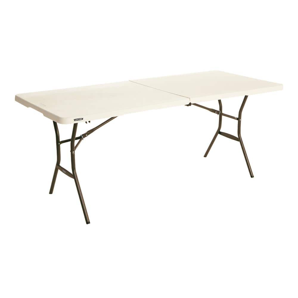 Lifetime 6 Ft Fold In Half Table Almond 80454 The Home Depot