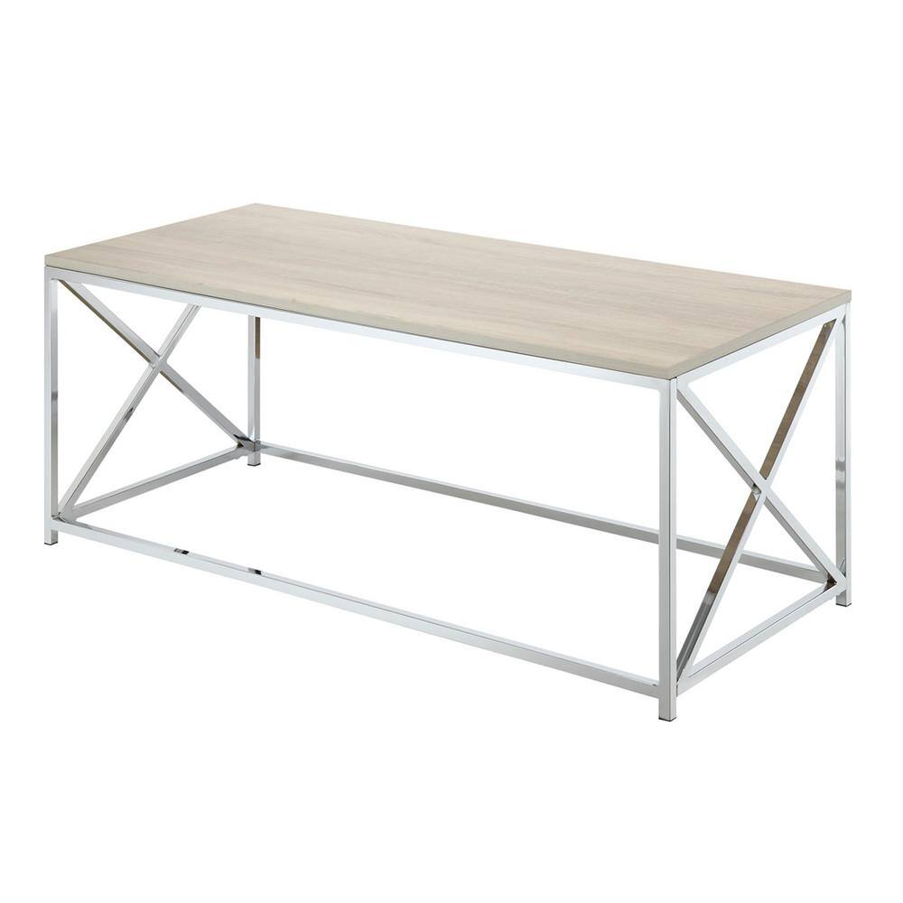 UPC 095285416295 product image for Convenience Concepts Belaire 42 in. Weathered White/Chrome Large Rectangle Wood  | upcitemdb.com